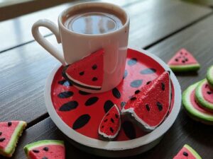 Karpuz Temalı Türk Kahvesi Fincan Seti