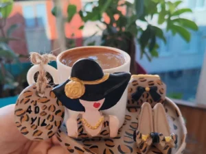 Leopar Desen Kahve Fincan Seti