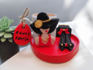 Alternative view of Zarafetin Kahve Hali – kırmızı aşkına (Taş Tozu Fincan Seti) 1 kişilik