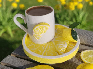 Limon Desenli El Yapımı Türk Kahvesi Fincan Takımı – 1 Kişilik