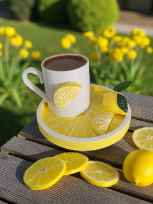 Limon Desenli El Yapımı Türk Kahvesi Fincan Takımı – 1 Kişilik