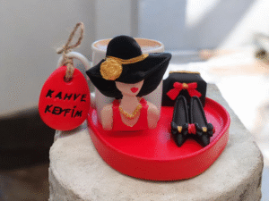 Zarafetin Kahve Hali – kırmızı aşkına (Taş Tozu Fincan Seti) 1 kişilik