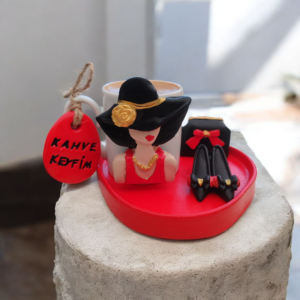 Zarafetin Kahve Hali – kırmızı aşkına (Taş Tozu Fincan Seti) 1 kişilik