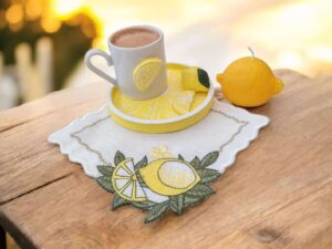 Etamin Peçeteli Limon Temalı Kahve Seti