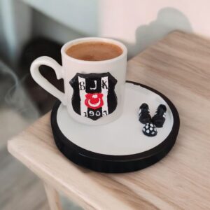 1903 Temalı El Yapımı Türk Kahvesi Fincanı ve Tabağı