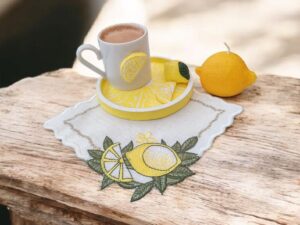 Etamin Peçeteli Limon Temalı Kahve Seti