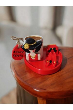 Alternative view of Şık Hanımefendi Temalı Fincanlı El Yapımı Kahve Sunum Seti ( Tek Kişilik )