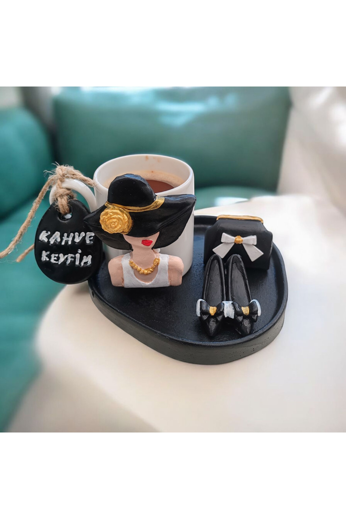 “Zarafetin Kahve Hali – Siyah Aşkına Taş Tozu Fincan Seti” (1 kişilik ) - Görsel 3