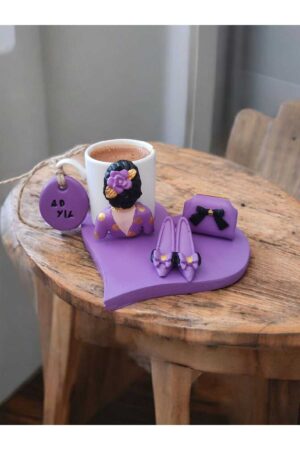 Alternative view of Mor Aşk El Yapımı Kahve Seti - 1 Kişilik