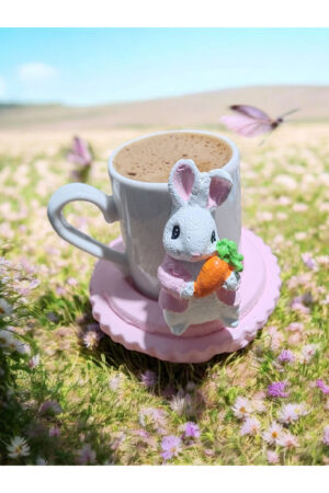 Pembe Tavşan 1 kişilik Kahve Seti