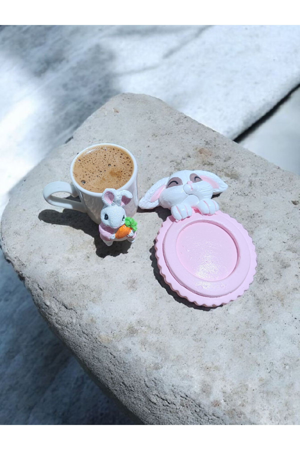 Pembe Tavşan 1 kişilik Kahve Seti - Görsel 2