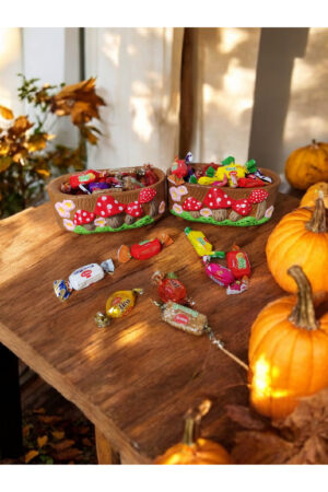 El Yapımı Mantar Desenli Renkli Şekerlik – Dekoratif Seramik Sunum Kab