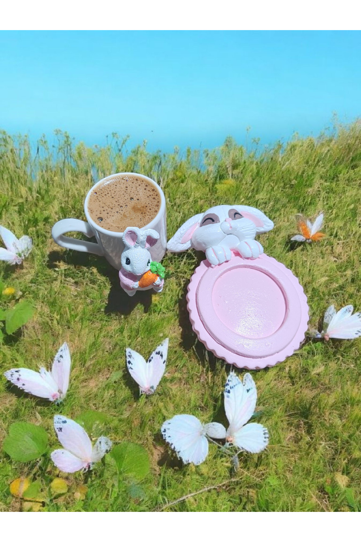 Pembe Tavşan 1 kişilik Kahve Seti - Görsel 3