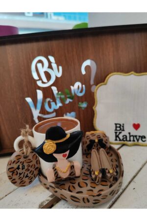 Alternative view of Leopar Desenli Kadın Figürlü 1 Kişilik Fincan Set