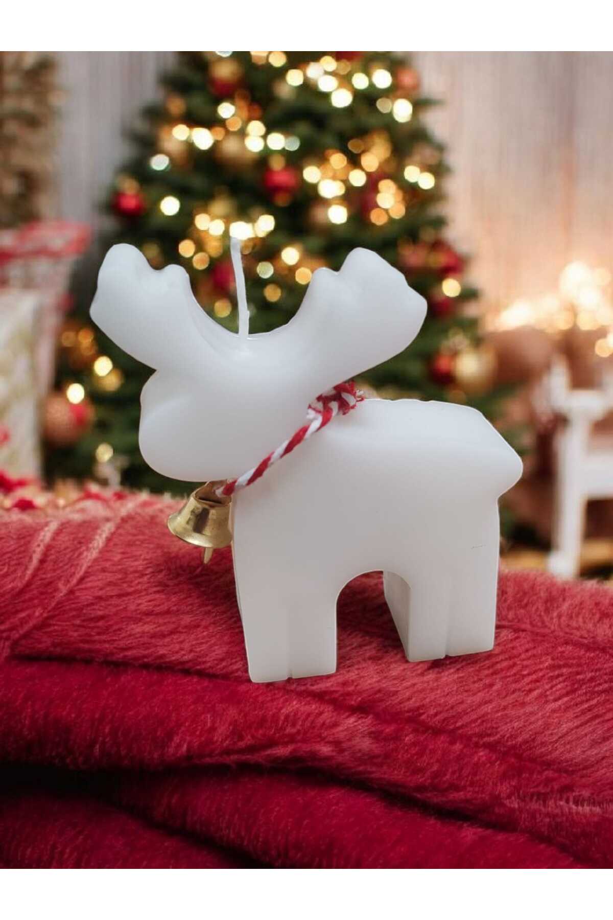 Yılbaşı Temalı Vanilya Kokulu Geyik Figürlü Dekoratif Mum (2'li Set) – 10 cm | 85 gr | El Yapımı