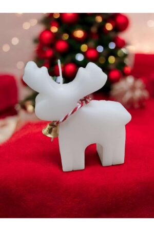 Alternative view of Yılbaşı Temalı Vanilya Kokulu Geyik Figürlü Dekoratif Mum (2'li Set) – 10 cm | 85 gr | El Yapımı