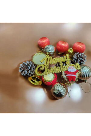 Alternative view of Yılbaşı Çam Ağacı Süsü Seti – Kırmızı & Altın Renkli 17 Lİ BÜYÜK BOY